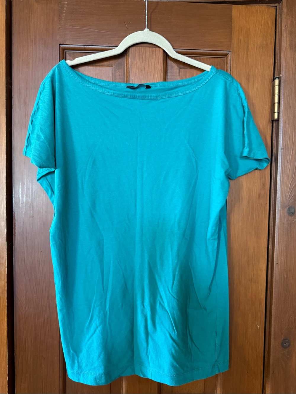 Moda International Teal Short Sleeve Boatneck Top
